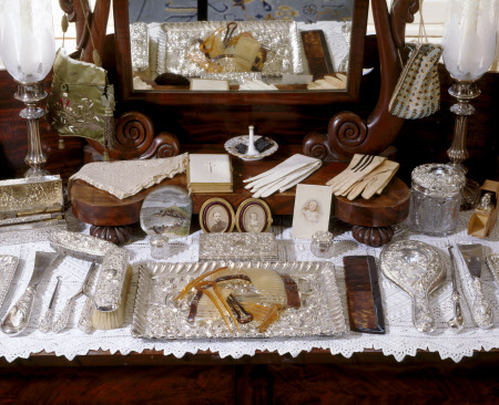 Close-up of the dressing table in Miss Chichester's Bedroom at Arlington Court