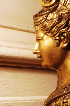 Close view of part of the decorative furniture at Petworth House, West Sussex - part of the sarcophagus-shaped commode by Charles Boulle,c1710