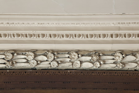 Cornice and frieze in the Marble Dining Room at Ham House, Richmond-upon-Thames, Surrey